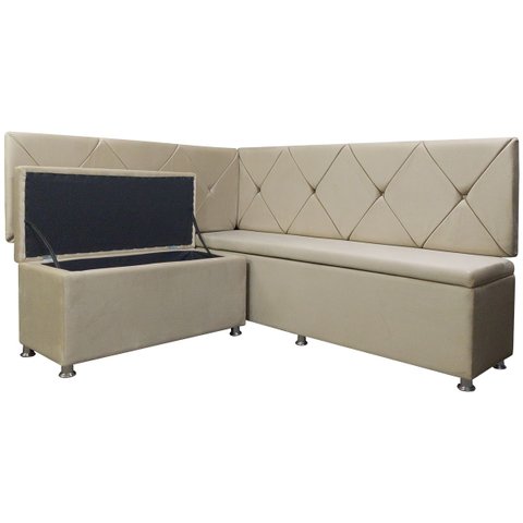 Canto Alemão Losango 4 Lugares 1,25x1,60m Veludo - Sofa Store:Veludo Bege