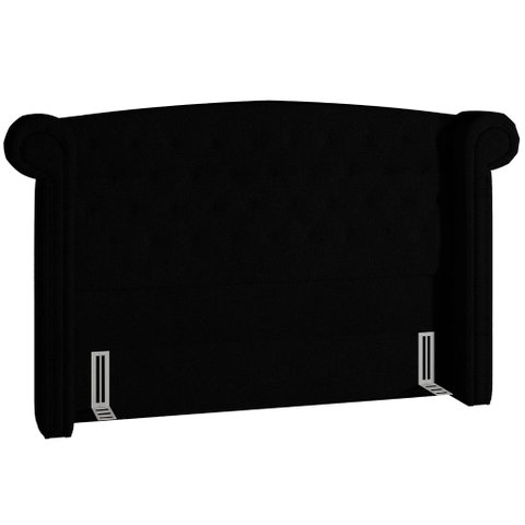 Cabeceira Cama Box Casal 195 Cm Sofia Bouclê Preto - Lyam Decor