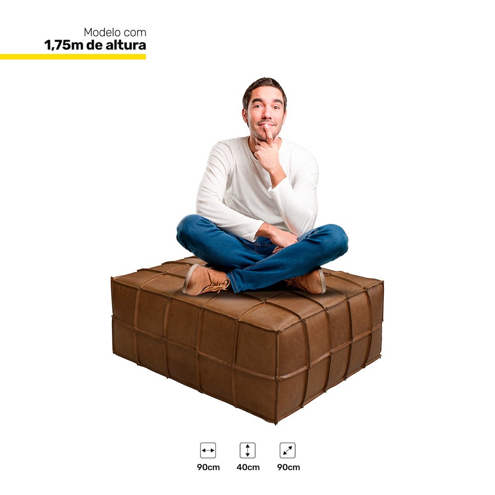 Kit 2 Puffs Decorativos Sala de Estar Status Deluxe Grande 90x90cm ...