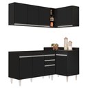Ver imagem 1 de Armário de Cozinha Modulado de Canto Esquerdo 4 Peças Cp46 Balcão sem Tampo Preto - Lumil Lumil Móve