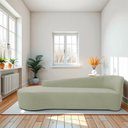 Ver imagem 1 de Recamier Curvo Orgânico 180cm 3 Lugares Lado Esquerdo para Sala de Estar Bouclé Paris Verde Oliva