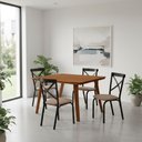 Ver imagem 2 de Mesa de Jantar Millena 120cm em Madeira Maciça Estilo Contemporâneo Vintage Retrô Reforçada Castanho