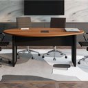 Ver imagem 5 de Mesa de Reunião Orgânica MDP 180cm Nogal com Preto F5 Office