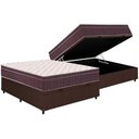 Ver imagem 1 de Cama Box Baú Casal: Colchão Espuma Ortobom D28 Airtech 60 Euro Pillow + Base CRC Courano Brown(