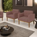 Ver imagem 1 de Kit 2 Poltronas Decorativas Karen Pés Fixo em Madeira Castanho Veludo Rose G19 - Gran Belo