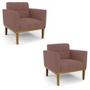 Ver imagem 2 de Kit 2 Poltronas Decorativas Karen Pés Fixo em Madeira Castanho Veludo Rose G19 - Gran Belo