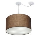 Ver imagem 1 de Lustre Pendente Cilíndrico Com Desvio de Centro Vivare Md-4235 Cúpula em Tecido 45x30cm - Bivolt - C