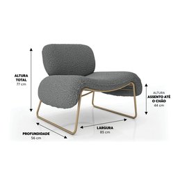 Poltrona Decorativa Versátil Calm Super Bouclé - Zahav Estofados - 2