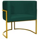 Ver imagem 1 de Poltrona Decorativa Recepção Luna Suede Cores Base de Ferro Dourada - Verde, Suede