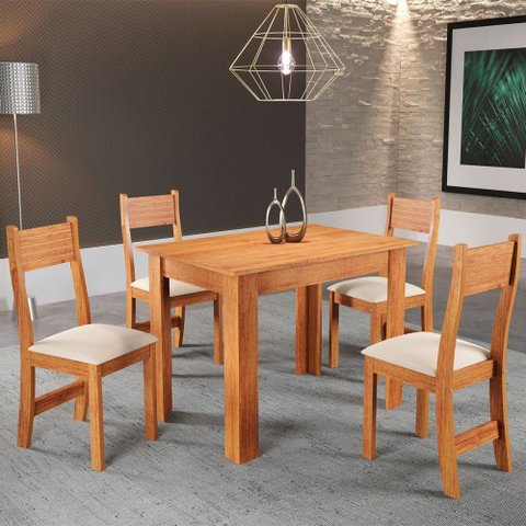 Mesa de Jantar 4 Lugares Neide Mel/nude 26292 - Pnr Móveis