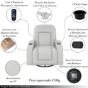 Ver imagem 3 de Poltrona do Papai Reclinável Giratória e Balanço Sala de Cinema Crihs com Massagem e Aquecimento PU Branco G23 - Gran Belo