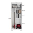 Ver imagem 7 de Kit 3 Armários Multiuso Ripado 2 Portas Cabideiro Organizador Vassoura com Chave Virtus Branco