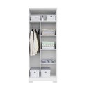 Ver imagem 5 de Kit 3 Armários Multiuso Ripado 2 Portas Cabideiro Organizador Vassoura com Chave Virtus Branco