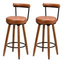 Ver mais imagens de Kit 2 Banquetas Alta 60cm Giratória c/ Encosto 4 Pés Ilha Gourmet Balcão Bancada Corino Amarula