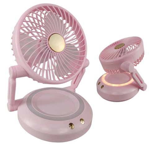 Ventilador Mesa Portatil Dobravel 3 Velocidades Angulo Ajustavel Led Iluminaçao Usb Maquiagem Verao 