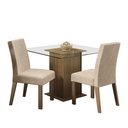 Ver imagem 2 de Conjunto Sala de Jantar Madesa Luli Mesa Tampo de Vidro com 2 Cadeiras - Rustic/imperial