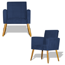 Ver imagem 1 de Kit 2 Poltronas Nina Decorativa Pés Palito - Azul Marinho
