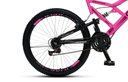 Ver imagem 3 de Bicicleta Gps 148 Dupla Suspensão e Freios V-brake, Aro 26 Aero, 36 Raias, 21 Marchas Colli Rosa
