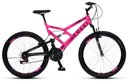 Ver imagem 1 de Bicicleta Gps 148 Dupla Suspensão e Freios V-brake, Aro 26 Aero, 36 Raias, 21 Marchas Colli Rosa