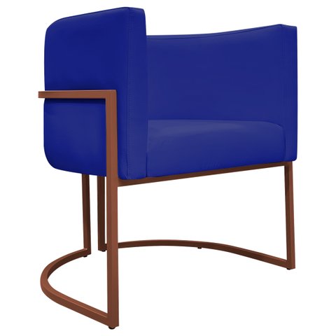 Poltrona Decorativa Recepção Luna Tecido Sintético Cores Base de Ferro Bronze