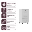 Ver imagem 3 de Gaveteiro 3 Gavetas Bacoli com Rodinhas - Branco