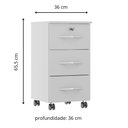 Ver imagem 4 de Gaveteiro 3 Gavetas Bacoli com Rodinhas - Branco