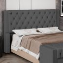 Ver imagem 2 de Cabeceira Atena para Cama Box Queen Size 160cm Capitonê com Frame Linho Cinza Escuro - Desk Design