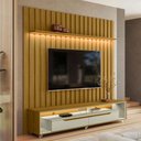 Ver imagem 1 de Rack com Painel para Tv até 70 Polegadas Loop 2 Gavetas 1 Prateleira Cedro/off White - Olivar Móveis