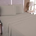 Ver imagem 1 de Jogo de Cama Aquarela Casal Micropercal Ponto Palito 04 Peças 200 Fios 100% Poliéster - Avelã