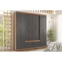 Ver imagem 1 de Guarda Roupa 8 Portas e 4 Gavetas C- Pés Nápoles Jatobá-grafite - Santos Andirá