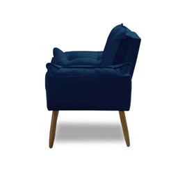 Kit 2 Poltronas para Sala Decorativa Opala Pés Madeira Suede Azul Marinho Império Decor - 4