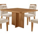 Ver mais imagens de Mesa de Jantar Olímpia 90cm Mdf Canto Copo e com 4 Cadeiras Carol