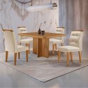 Ver imagem 1 de Mesa de Jantar Olímpia 90cm Mdf Canto Copo e com 4 Cadeiras Carol