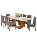 Ver imagem 2 de Conjunto Sala de Jantar 8 Lugares Retangular Tampo em Vidro e MDF Oversized Cinza/Mel/Off White
