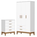 Ver imagem 1 de Guarda Roupa Infantil Flip 3 Portas com Cômoda Gaveteiro Infantil Flip Branco Acetinado - Reller