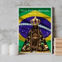 Ver imagem 1 de Quadro Nossa Senhora Aparecida Rogai por Nós 24x18cm:madeira Branca