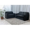 Ver imagem 1 de Conjunto Sofá 3 e 2 Lugares Xaropinho Suede Preto - Al Móveis