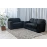 Conjunto Sofá 3 e 2 Lugares Xaropinho Suede Preto - Al Móveis - 1