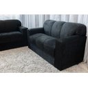 Ver imagem 2 de Conjunto Sofá 3 e 2 Lugares Xaropinho Suede Preto - Al Móveis