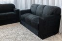 Ver imagem 2 de Conjunto Sofá 3 e 2 Lugares Xaropinho Suede Preto - Al Móveis