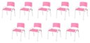 Ver imagem 1 de Kit 9 Cadeiras Infantil Iso, Escola, Base Branco- Rosa