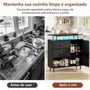Ver imagem 7 de Balcão para Cozinha 90cm com 2 Gavetas, 1 Porta e Nichos com LED Preto