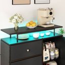 Ver imagem 5 de Balcão para Cozinha 90cm com 2 Gavetas, 1 Porta e Nichos com LED Preto