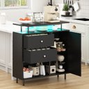 Ver imagem 3 de Balcão para Cozinha 90cm com 2 Gavetas, 1 Porta e Nichos com LED Preto