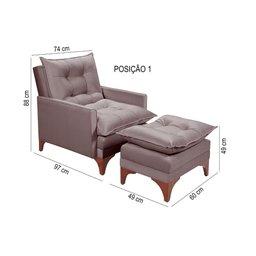 Poltrona Cadeira Reclinável Munique 161 Império Veludo - 2