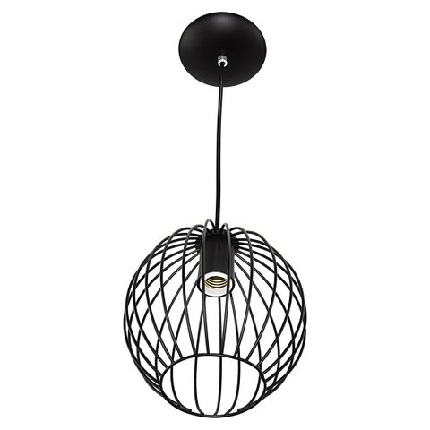 Lustre Pendente Esfera Bola Preto 18x19 cm Sala Quarto