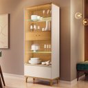 Ver imagem 1 de Cristaleira para Sala de Jantar com Led 2 Portas Vidro Lúmen B01 Off White Cinamomo - Lyam Decor