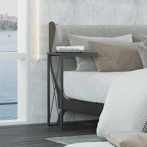 Mesa de Cabeceira Aço Carbono Base Preta X Preto