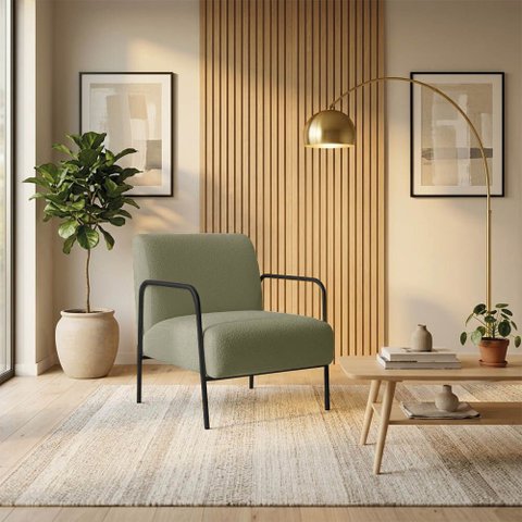 Poltrona Decorativa Helena Base em Aço Preto Bouclê D03 - D'rossi