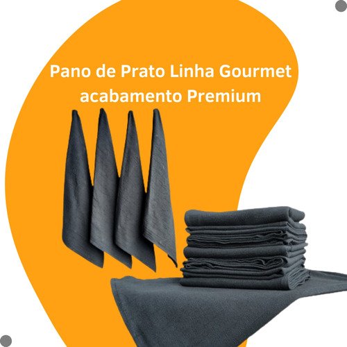 10 Panos de Prato Preto Pano Gourmet 70x50cm Kit Atacado - 3